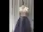 Chic / Beautiful Navy Blue Prom Dresses 2020 A-Line / Princess Off-The-Shoulder Short Sleeve Appliques Flower Beading Glitter Tulle Floor-Length / Long Ruffle Backless Formal Dresses