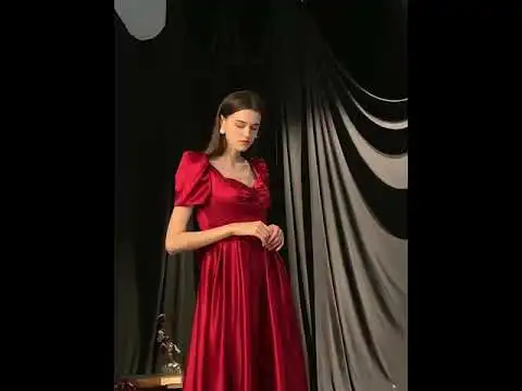 Vintage / Retro Red Satin Dancing Prom Dresses 2020