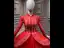 Chinesischer Stil Rot Hochzeits Brautkleider / Hochzeitskleider 2020 Ballkleid Stehkragen Lange Ärmel Rückenfreies Applikationen Spitze Perlenstickerei Pailletten Kathedrale Schleppe Rüschen
