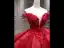 Luxury / Gorgeous Burgundy Bridal Wedding Dresses 2020 Ball Gown Off-The-Shoulder Deep V-Neck Short Sleeve Backless Appliques Lace Beading Cathedral Train Ruffle