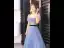 Elegant Ocean Blue Prom Dresses 2020 A-Line / Princess Square Neckline Puffy Short Sleeve Sash Beading Floor-Length / Long Ruffle Backless Formal Dresses