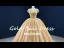 Luxury / Gorgeous Gold Bridal Wedding Dresses 2020 Ball Gown See-through Scoop Neck Short Sleeve Backless Appliques Lace Beading Glitter Tulle Chapel Train