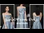 Haut de Gamme Bleu Ciel Satin Dansant Robe De Bal 2021 Princesse Bustier Manches Courtes Fendue devant Longue Volants Dos Nu Robe De Ceremonie