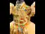 Style Chinois Jaune Impression Anniversaire Robe Ceremonie Fille 2022 Robe Boule Col Haut Gonflée Manches Courtes Tribunal Train Robe Ceremonie Fille