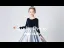 Deux tons Bleu Marine Bleu Ciel Hiver Anniversaire Robe Ceremonie Fille 2021 Princesse Encolure Dégagée Manches Longues Perle Ceinture Longue Volants