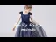 Scintillantes Bleu Marine Anniversaire Robe Ceremonie Fille 2021 Robe Boule Encolure Carrée Sans Manches Dos Nu Ceinture Paillettes Longue Volants
