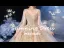 Vintage / Retro Champagne Bridal Wedding Dresses 2021 Ball Gown See-through High Neck Puffy Long Sleeve Backless Appliques Lace Beading Glitter Tulle Royal Train Ruffle