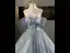 Bling Bling Grey Butterfly Appliques Sequins Tassel Prom Dresses 2025 Ball Gown Off-The-Shoulder Short Sleeve Backless Floor-Length / Long Formal Dresses