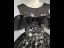 Vintage / Retro Black Sequins Flower Prom Dresses 2025 Ball Gown Scoop Neck Short Sleeve Backless Floor-Length / Long Tulle Prom Formal Dresses