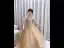 Chic / Beautiful Champagne Birthday Flower Girl Dresses 2022 Ball Gown High Neck Puffy Short Sleeve Beading Sequins Floor-Length / Long Flower Girl Dresses