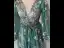 Fée Des Fleurs Vert Cendré Damassée Robe De Bal Floral Tapis rouge Robe De Cérémonie 2025 Princesse Bretelles croisées Longue V-Cou Manches Longues