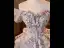 Flower Fairy Lavender Beading Lace Flower Pearl Sequins Prom Dresses 2025 Ball Gown Off-The-Shoulder Short Sleeve Backless Floor-Length / Long Prom Formal Dresses