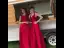 Modest / Simple Red Satin Bridesmaid Dresses 2021 A-Line / Princess Scoop Neck Bow Lace Flower 1/2 Sleeves Backless Floor-Length / Long Wedding Party Dresses