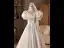 Vintage / Originale Blanche En Dentelle Fleur Satin Robe De Mariée 2025 Robe Boule V-Cou Gonflée Manches Courtes Dos Nu Longue