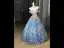 Flower Fairy Fashion Pool Blue Beading Printing Glitter Sequins Appliques Prom Dresses 2025 Ball Gown Off-The-Shoulder Short Sleeve Backless Floor-Length / Long