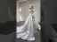 Haut de Gamme Blanche Fait main Perlage Perle Satin Robe De Mariée 2023 Trompette / Sirène De l'épaule Manches Courtes Dos Nu Royal Train Mariage