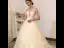 Simple Champagne Transparentes Robe De Mariée 2018 Princesse Encolure Dégagée Sans Manches Dos Nu Appliques En Dentelle Chapel Train Volants