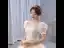 Vintage / Retro Ivory Beading Sequins Lace Flower Wedding Dresses 2021 Ball Gown Scoop Neck Short Sleeve Backless Royal Train Wedding