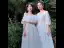 Chic / Beautiful Grey Bridesmaid Dresses 2021 A-Line / Princess Scoop Neck Lace Flower 1/2 Sleeves Backless Floor-Length / Long Bridesmaid Wedding Party Dresses
