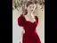 Elegant Burgundy Pearl Suede Prom Dresses 2022 A-Line / Princess Square Neckline Short Sleeve Backless Floor-Length / Long Formal Dresses
