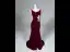 Charmant Bordeaux Perlage Faux Diamant Paillettes Fendue devant Velours Robe De Soirée 2026 Trompette / Sirène V-Cou Sans Manches Dos Nu Train De Balayage Robe De Ceremonie