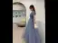 Chic / Beautiful Sky Blue Glitter Sequins Prom Dresses 2022 A-Line / Princess Square Neckline Rhinestone Puffy Short Sleeve Backless Floor-Length / Long Formal Dresses