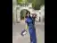 Vintage / Retro Ocean Blue Split Front Tea-length Cheongsam 2026 Trumpet / Mermaid High Neck Cap Sleeves