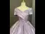 Elegant Lavender Beading Sequins Prom Dresses 2026 Ball Gown Off-The-Shoulder Short Sleeve Backless Floor-Length / Long Formal Dresses