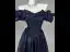 Vintage / Retro Navy Blue Satin Prom Dresses 2026 Ball Gown Ruffle Off-The-Shoulder Short Sleeve Backless Floor-Length / Long Formal Dresses