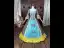 Vintage / Retro Medieval Sky Blue Bow Printing Prom Dresses 2026 Ball Gown Square Neckline Bell sleeves Backless Floor-Length / Long Formal Dresses