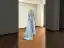 Musulmane Bleu Ciel Faux Diamant Robe De Bal 2026 Trompette / Sirène Col Haut Manches Longues Train De Balayage Robe De Ceremonie