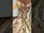 Luxury / Gorgeous Champagne Beading Lace Flower Sequins Ruffle Prom Dresses 2026 Ball Gown V-Neck Short Sleeve Backless Sweep Train Formal Dresses