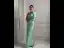 Sexy Lindgrün Pailletten Abendkleider 2022 Meerjungfrau One-Shoulder Lange Ärmel Rückenfreies Lange Gespaltete Front Abend Festliche Kleider