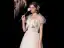 Lovely Ivory Lace Flower Prom Dresses 2022 A-Line / Princess Square Neckline Bow Puffy Short Sleeve Backless Floor-Length / Long Prom Formal Dresses