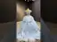 Luxury / Gorgeous Pool Blue Rhinestone Lace Flower Appliques Prom Dresses 2022 Ball Gown V-Neck Short Sleeve Backless Floor-Length / Long Formal Dresses