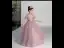 Chic / Beautiful Purple Pearl Prom Flower Girl Dresses 2022 Ball Gown Square Neckline Short Sleeve Backless Floor-Length / Long