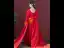 Chinese style Red Pearl Rhinestone Satin Evening Dresses 2022 A-Line / Princess V-Neck Long Sleeve Tassel Backless Evening Party Court Train Formal Dresses