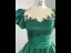 Elegant Dark Green Satin Beading Lace Flower Prom Dresses 2023 Ball Gown Scoop Neck Puffy Short Sleeve Floor-Length / Long Prom Formal Dresses