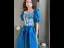 Chic / Belle Océan Bleu de retour Robe De Graduation 2022 Satin Princesse Encolure Carrée Manches Courtes Dos Nu Thé Longueur Robe De Ceremonie