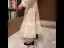 Vintage / Retro Beige Street Wear Satin Pumps 2022 Pearl Ankle Strap 5 cm Thick Heels Square Toe Pumps High Heels