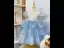 Fashion Sky Blue Star Sequins Cascading Ruffles Birthday Flower Girl Dresses 2022 Ball Gown Scoop Neck Puffy Short Sleeve Floor-Length / Long Flower Girl Dresses