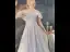 Luxe Gris Robe De Soirée 2022 Princesse De l'épaule Gland Perlage Paillettes Manches Courtes Dos Nu Longue Soirée Robe De Ceremonie