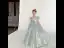 Sparkly Sky Blue Pearl Sequins Birthday Flower Girl Dresses 2023 A-Line / Princess Scoop Neck Short Sleeve Floor-Length / Long Flower Girl Dresses