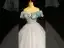 Elegant Sky Blue Lace Butterfly Prom Dresses 2023 Ball Gown Scoop Neck Ruffle Short Sleeve Backless Sequins Floor-Length / Long Prom Formal Dresses