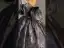 Vintage / Retro Navy Blue Printing Prom Dresses Ball Gown 2023 Strapless Puffy Short Sleeve Backless Floor-Length / Long Prom Formal Dresses