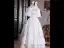 Vintage / Retro Elegant Ivory Satin Wedding Dresses 2023 Ball Gown Pearl Scoop Neck Puffy Short Sleeve Backless Floor-Length / Long Wedding