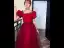 Fashion Burgundy Holiday Spotted Party Dresses 2023 A-Line / Princess Square Neckline Short Sleeve Backless Tea-length Formal Dresses