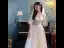 Modest / Simple Champagne Bridesmaid Dresses 2021 A-Line / Princess Scoop Neck Butterfly Lace Flower Short Sleeve Backless Floor-Length / Long Wedding Party Dresses