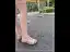 Vintage / Originale Beige Vêtement de rue Sandales Femme 2021 T-Strap 7 cm Talons Épais Peep Toes / Bout Ouvert Sandales Talons Hauts