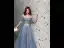 Charming Sky Blue Evening Dresses  Prom Dresses 2021 A-Line / Princess Off-The-Shoulder Glitter Sequins Short Sleeve Backless Floor-Length / Long Evening Party Prom Formal Dresses